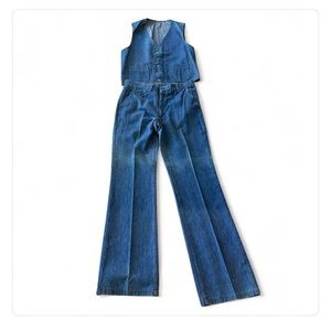70s Denim Blue Vest and Pants Set